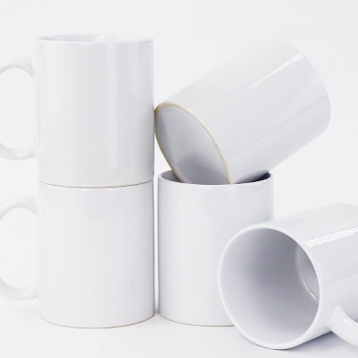 Sublimation Blank Drinking Tea Water Cup White Coffee Mug 11oz with Handles Custom Gift Set of 12