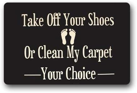 Flannel Door Mat Funny Words Take Off Your Shoes Bathroom Doormat 15.7X 23.6inch