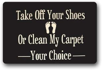 Flannel Door Mat Funny Words Take Off Your Shoes Bathroom Doormat 15.7X 23.6inch