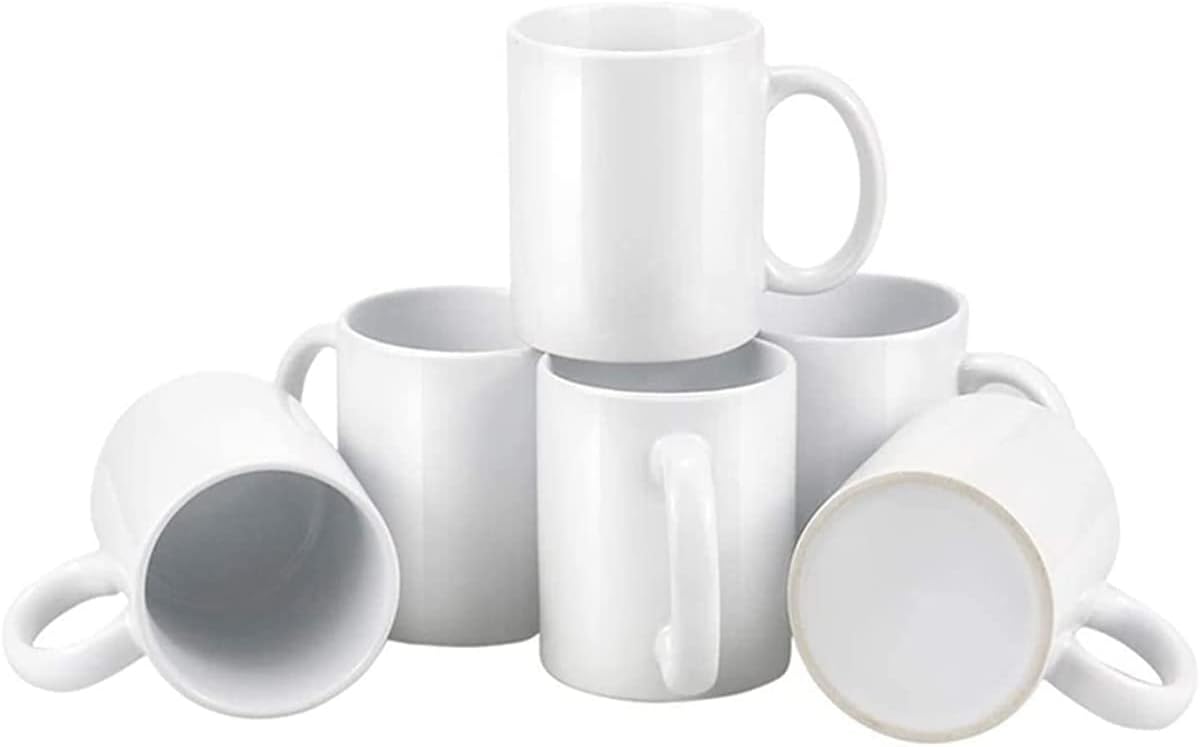 Sublimation Blank Drinking Tea Water Cup White Coffee Mug 11oz with Handles Custom Gift Set of 12
