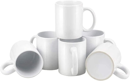 Sublimation Blank Drinking Tea Water Cup White Coffee Mug 11oz with Handles Custom Gift Set of 12