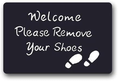 Rubber Welcome Please Remove Your Shoes Doormat Indoor Outdoor Floor Mat 18 x 30 inch