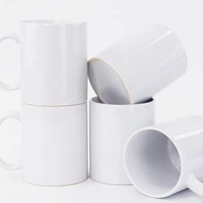 Sublimation Blank Drinking Tea Water Cup White Coffee Mug 11oz with Handles Custom Gift Set of 12