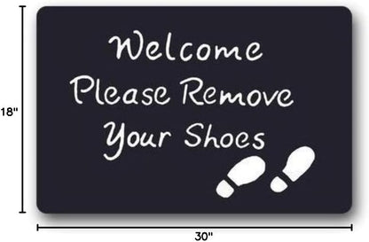 Rubber Welcome Please Remove Your Shoes Doormat Indoor Outdoor Floor Mat 18 x 30 inch