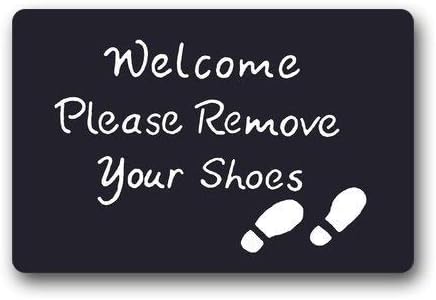 Flannel Washable Bathroom Door Mat Welcome Please Remove Your Shoes Indoor Decor Rug Doormat 18x 30inch