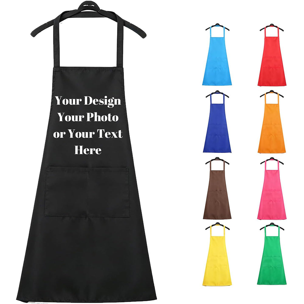 Custom Apron with Pockets, Personalized Printed Kitchen Cooking Apron