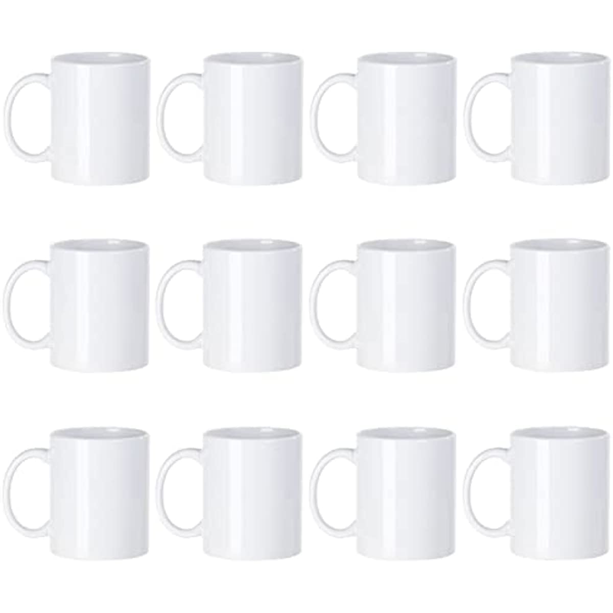 Sublimation Blank Drinking Tea Water Cup White Coffee Mug 11oz with Handles Custom Gift Set of 12