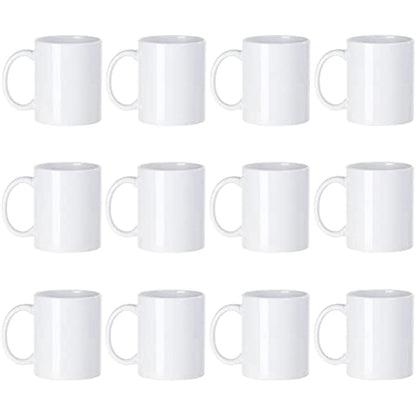 Sublimation Blank Drinking Tea Water Cup White Coffee Mug 11oz with Handles Custom Gift Set of 12