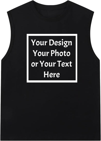 Custom Personalized Text Logo Unisex Young Adult Vest Tank Tops Sleeveless Shirts