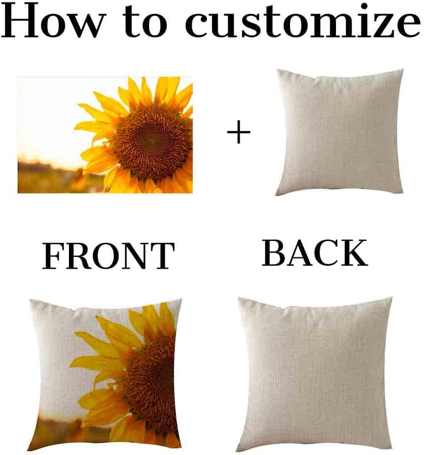 Decorative Linen Throw Pillow Covers Couch Living Room Cushion Cover Custom Personalized Pillowcases with Zipper 20x20 Inches
