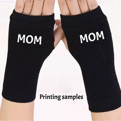 Custom Personalized Text Logo Unisex Adult Fingerless Warm Gloves