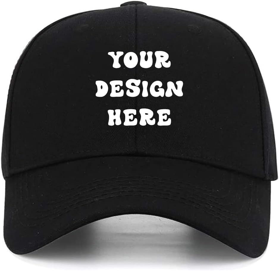 Custom Print Personalized Adjustable Baseball Cap Hat Black