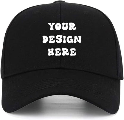 Custom Print Personalized Adjustable Baseball Cap Hat Black