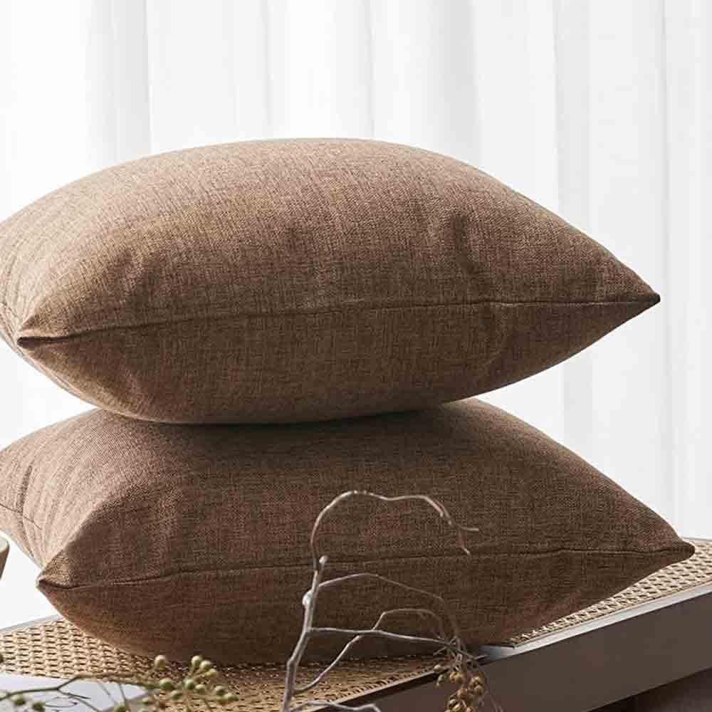 Decorative Linen Throw Pillow Covers Couch Bench Cushion Cover Outdoor Pillowcases with Zipper 22x22 Inches Set of 2
