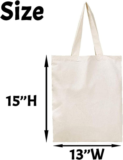 Personalized 15"x13" Cotton Reusable Canvas Handbag Custom Women Large Travel Shopping Cloth Bags