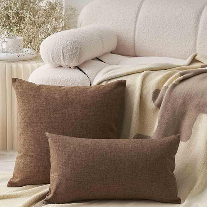Decorative Linen Throw Pillow Covers Couch Bench Cushion Cover Outdoor Pillowcases with Zipper 22x22 Inches Set of 2