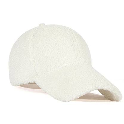 Warm Winter Plain Adjustable Lamb-Wool Hat Baseball Cap