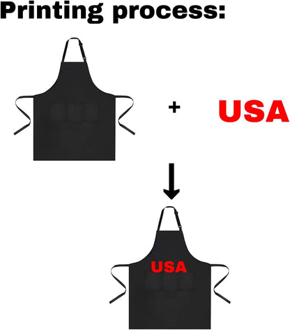 Adjustable Custom Kitchen Apron Personalized Your Design Women Men Cotton Aprons