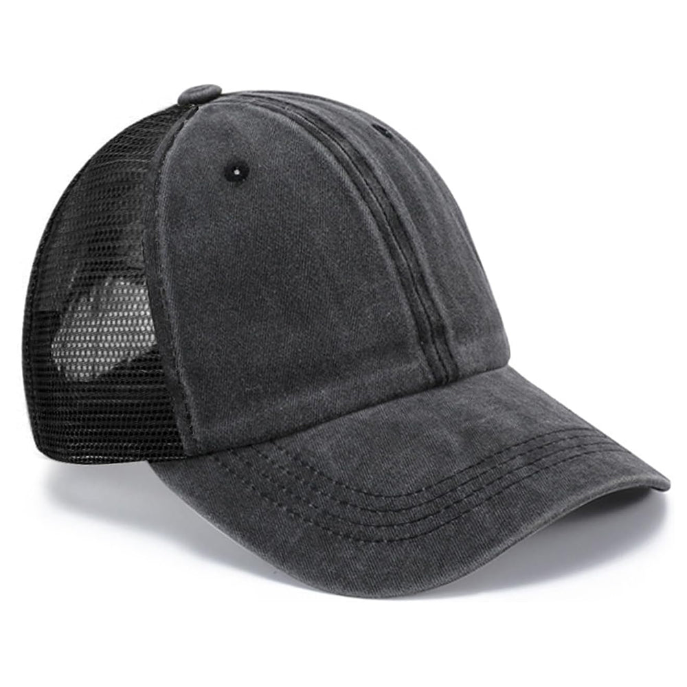 Unisex Adjustable Vintage Washed Cotton Mesh Baseball Cap Breathable Summer Hat
