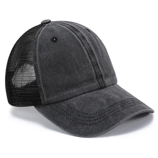 Unisex Adjustable Vintage Washed Cotton Mesh Baseball Cap Breathable Summer Hat