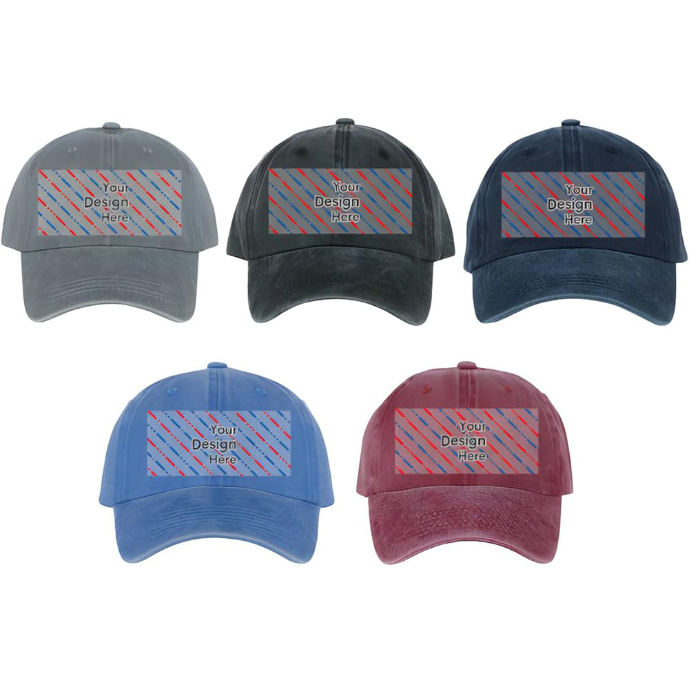 Custom Baseball Cap – Personalized Wash Denim Hat for Men & Women – Add Your Own Logo, Image & Text – Adjustable Vintage Unisex Cap – Handmade Gift – Print in USA