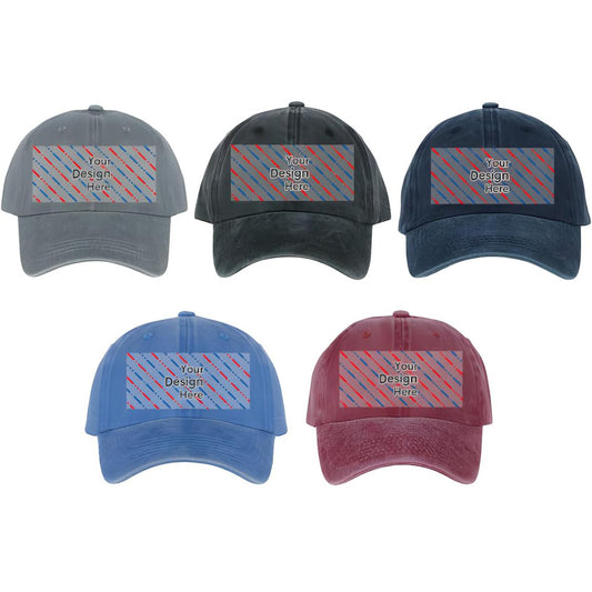 Custom Baseball Cap – Personalized Wash Denim Hat for Men & Women – Add Your Own Logo, Image & Text – Adjustable Vintage Unisex Cap – Handmade Gift – Print in USA
