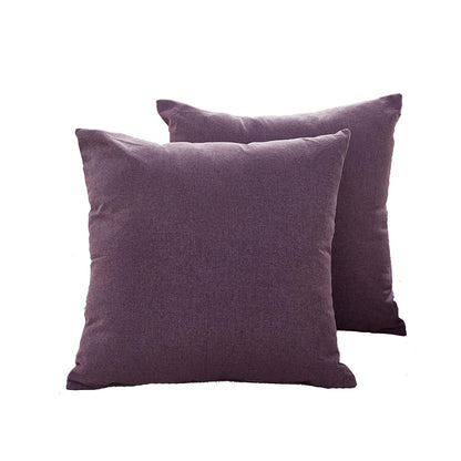 Linen Cotton Throw Pillowcase Solid Square Decorative Pillow Covers for Couch Sofa Bed Chair Set of 2