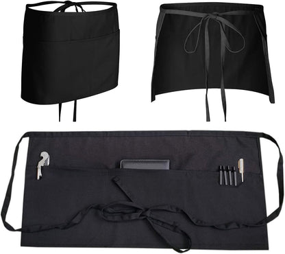 Custom Waist Apron with 3 Pockets Personalized Your Design Text Women Men Waiter Waitress Half Aprons