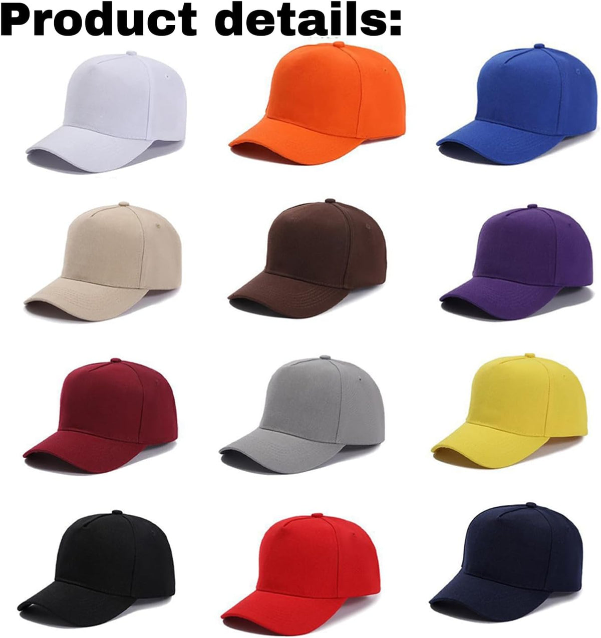 Comfortable 5 Panel Plain Adjustable Hat Unisex Baseball Cap
