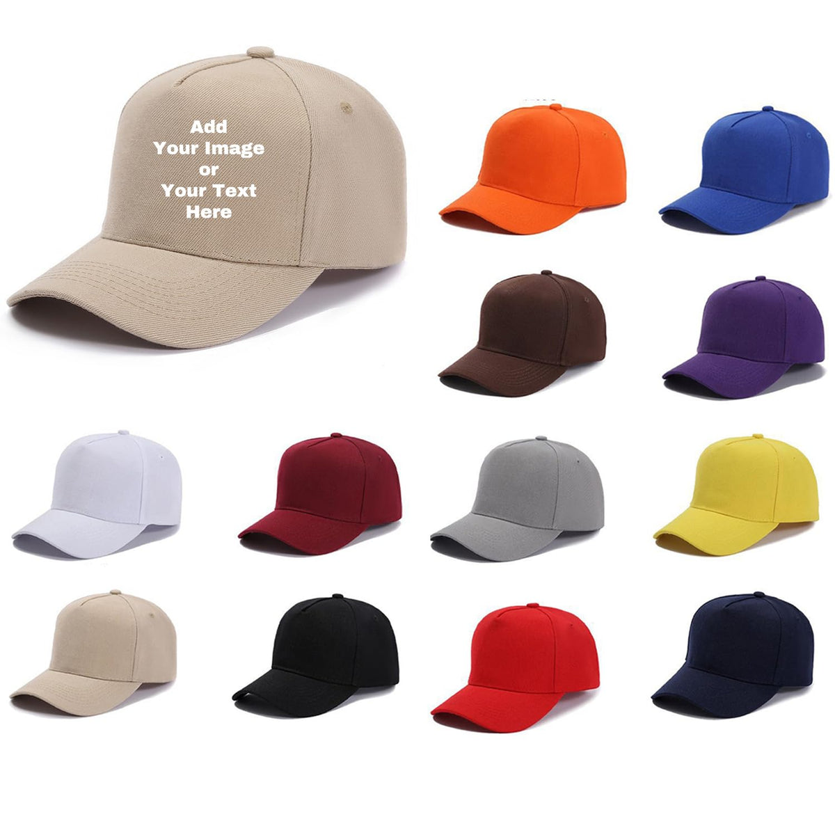 Comfortable 5 Panel Plain Adjustable Hat Unisex Baseball Cap