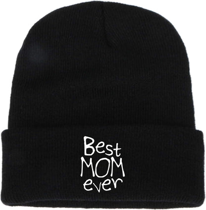 Best Mom Dad Ever Unisex Men Women Embroidery Beanie Skull Cap Winter Knitted Hats Couple Gift