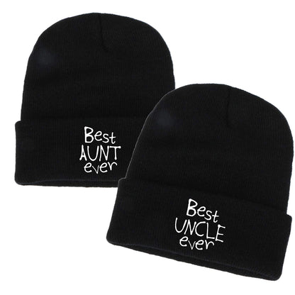 Best Mom Dad Ever Unisex Men Women Embroidery Beanie Skull Cap Winter Knitted Hats Couple Gift