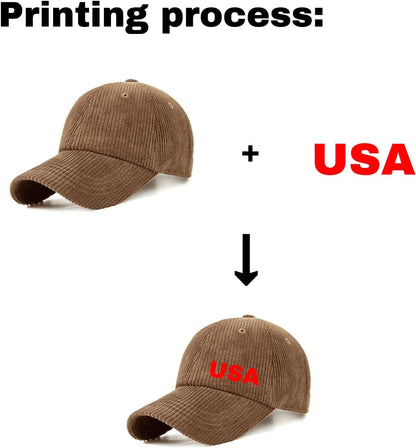 Corduroy Plain Adjustable Hat Cotton Unisex Baseball Cap