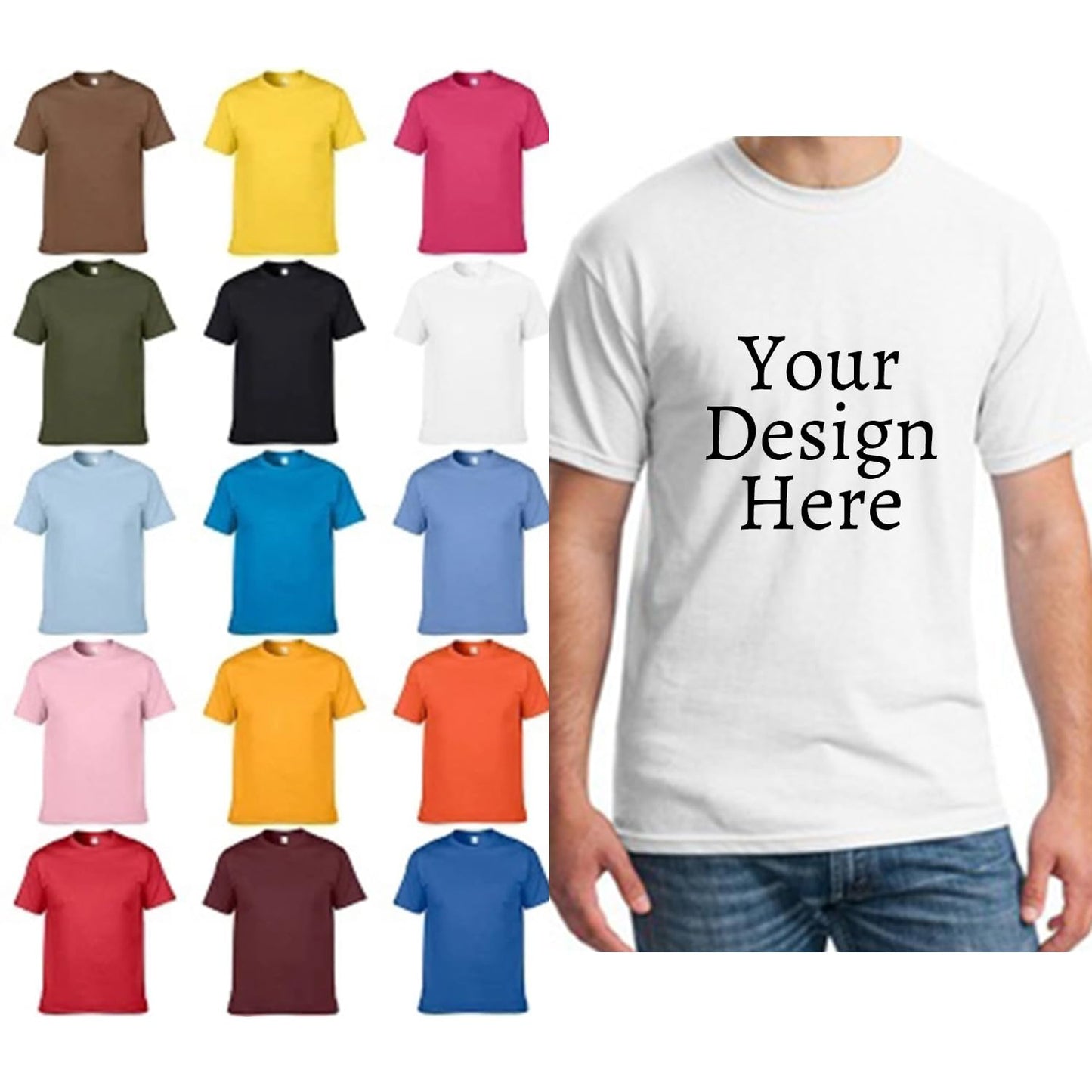 Custom Heavyweight Cotton Blank T-Shirt for Printing Soft Crew Neck Unisex Tee