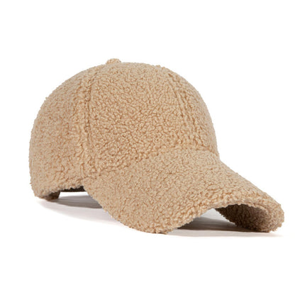 Warm Winter Plain Adjustable Lamb-Wool Hat Baseball Cap