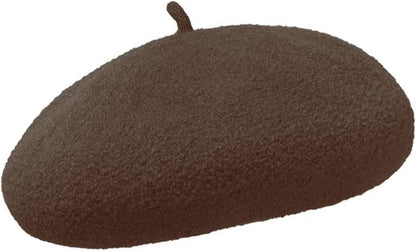 Women French Style Cashmere Beret Hat, Comfortable Stretchy Knitted Cap Headwear
