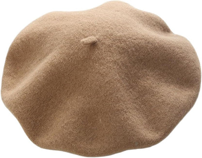 Women French Style Cashmere Beret Hat, Comfortable Stretchy Knitted Cap, Classic Fashion Headwear