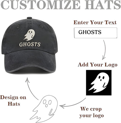 Custom Baseball Cap – Personalized Wash Denim Hat for Men & Women – Add Your Own Logo, Image & Text – Adjustable Vintage Unisex Cap – Handmade Gift – Print in USA