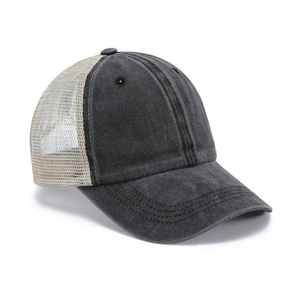 Unisex Adjustable Vintage Washed Cotton Mesh Baseball Cap Breathable Summer Hat