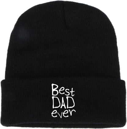 Best Mom Dad Ever Unisex Men Women Embroidery Beanie Skull Cap Winter Knitted Hats Couple Gift