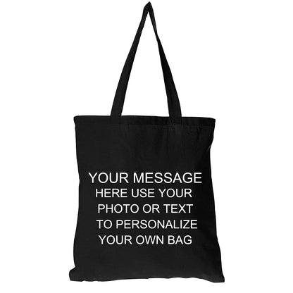 Personalized 15"x13" Cotton Reusable Canvas Handbag Custom Women Large Travel Shopping Cloth Bags