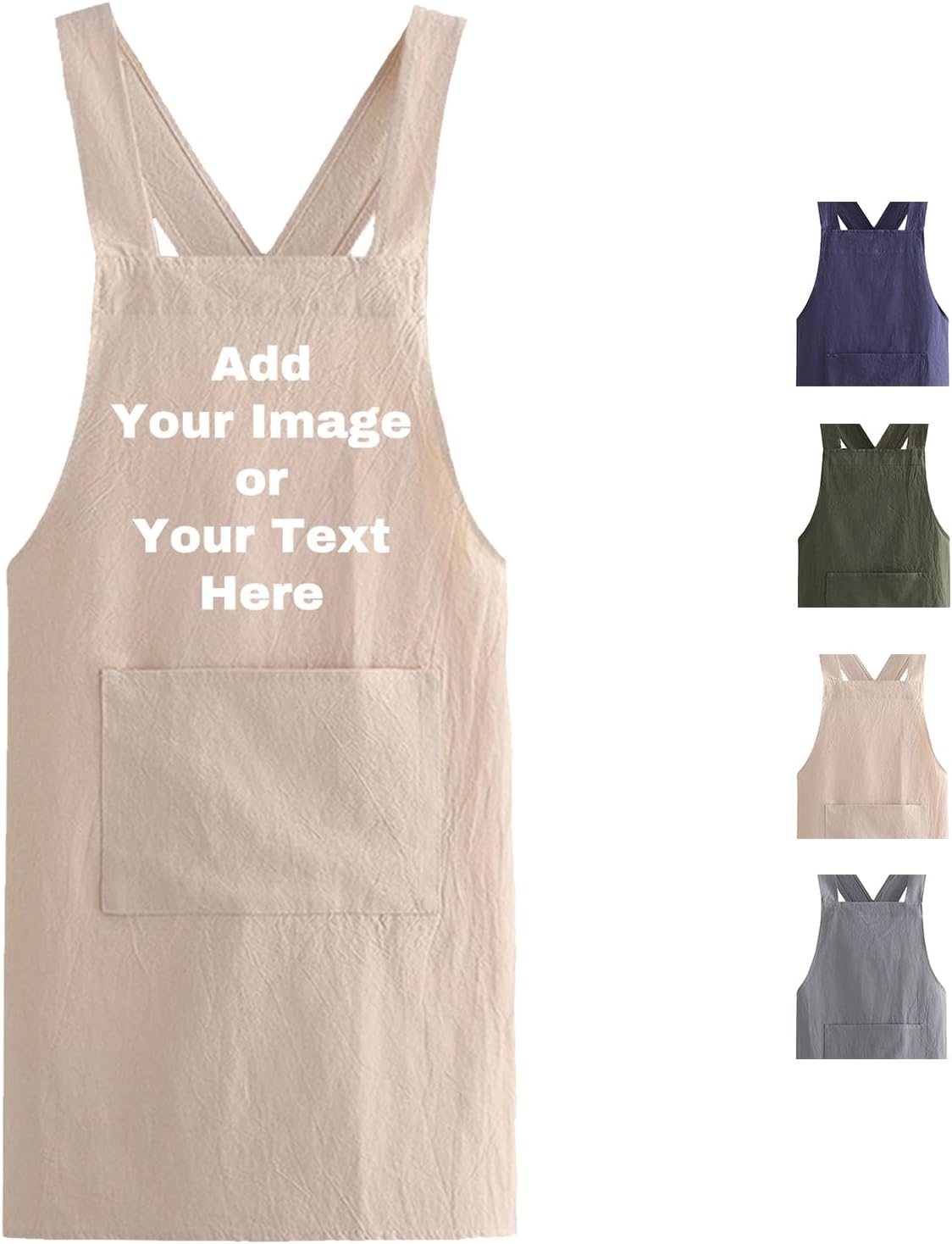 Custom Apron with Pockets, Personalized Printed Kitchen Cooking Apron