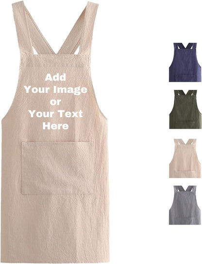 Custom Apron with Pockets, Personalized Printed Kitchen Cooking Apron