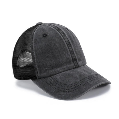 Unisex Adjustable Vintage Washed Cotton Mesh Baseball Cap Breathable Summer Hat