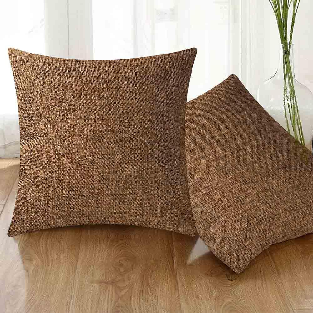 Decorative Linen Throw Pillow Covers Couch Bench Cushion Cover Outdoor Pillowcases with Zipper 22x22 Inches Set of 2