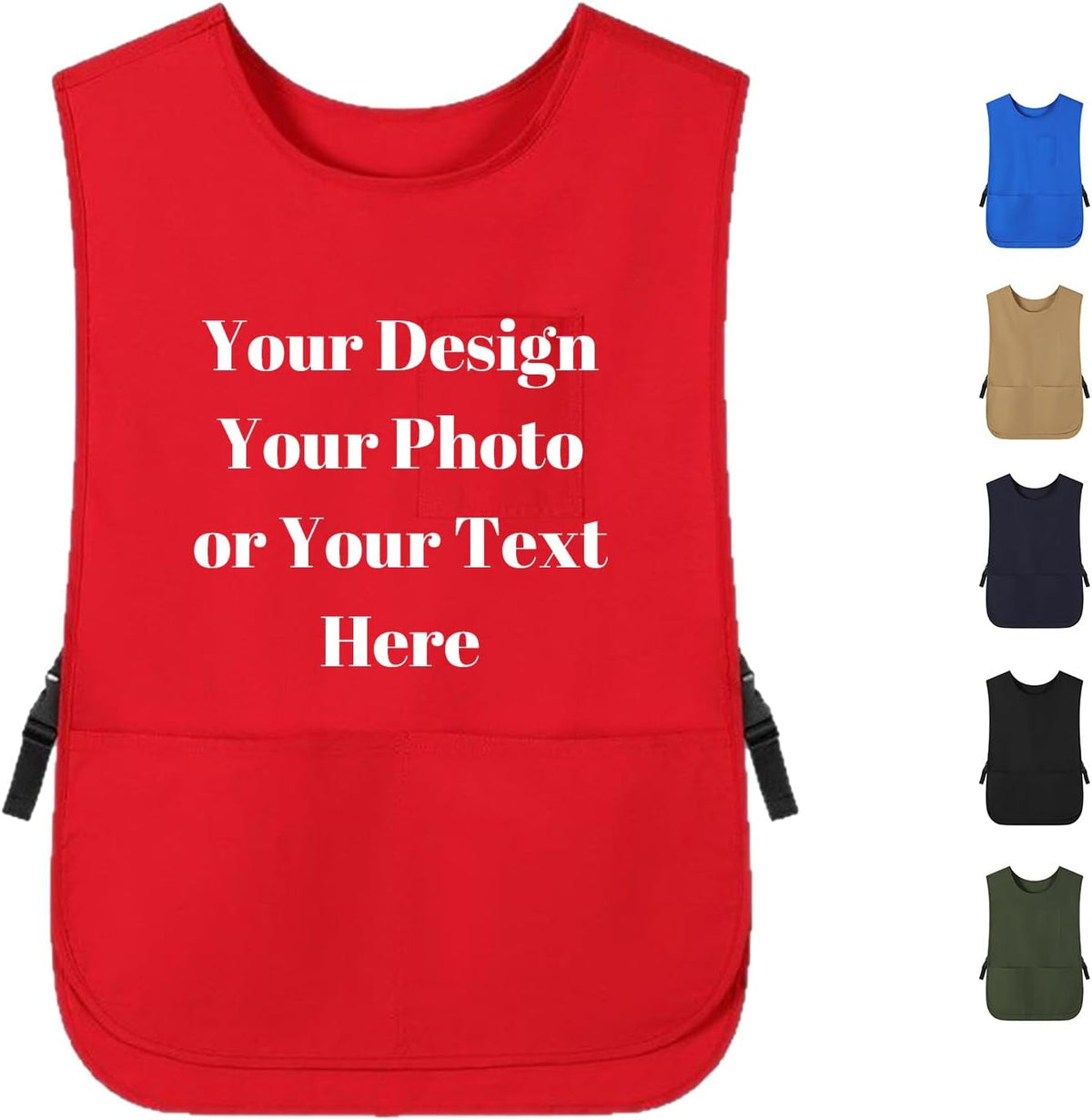 Custom Apron with Pockets, Personalized Printed Kitchen Cooking Apron