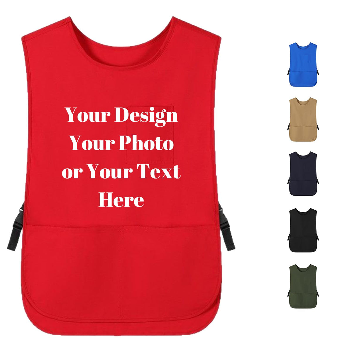 Custom Apron with Pockets, Personalized Printed Kitchen Cooking Apron