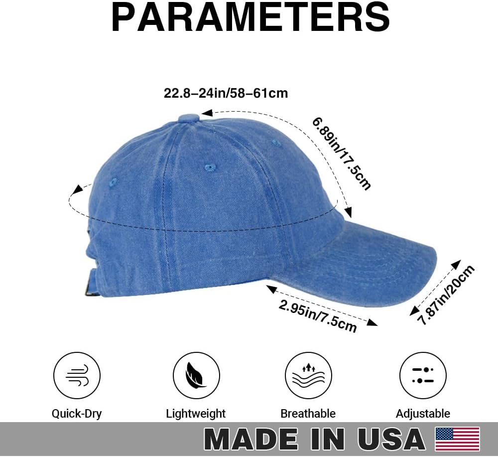 Custom Baseball Cap – Personalized Wash Denim Hat for Men & Women – Add Your Own Logo, Image & Text – Adjustable Vintage Unisex Cap – Handmade Gift – Print in USA
