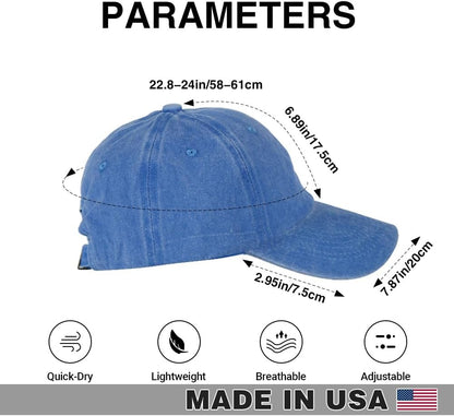 Custom Baseball Cap – Personalized Wash Denim Hat for Men & Women – Add Your Own Logo, Image & Text – Adjustable Vintage Unisex Cap – Handmade Gift – Print in USA