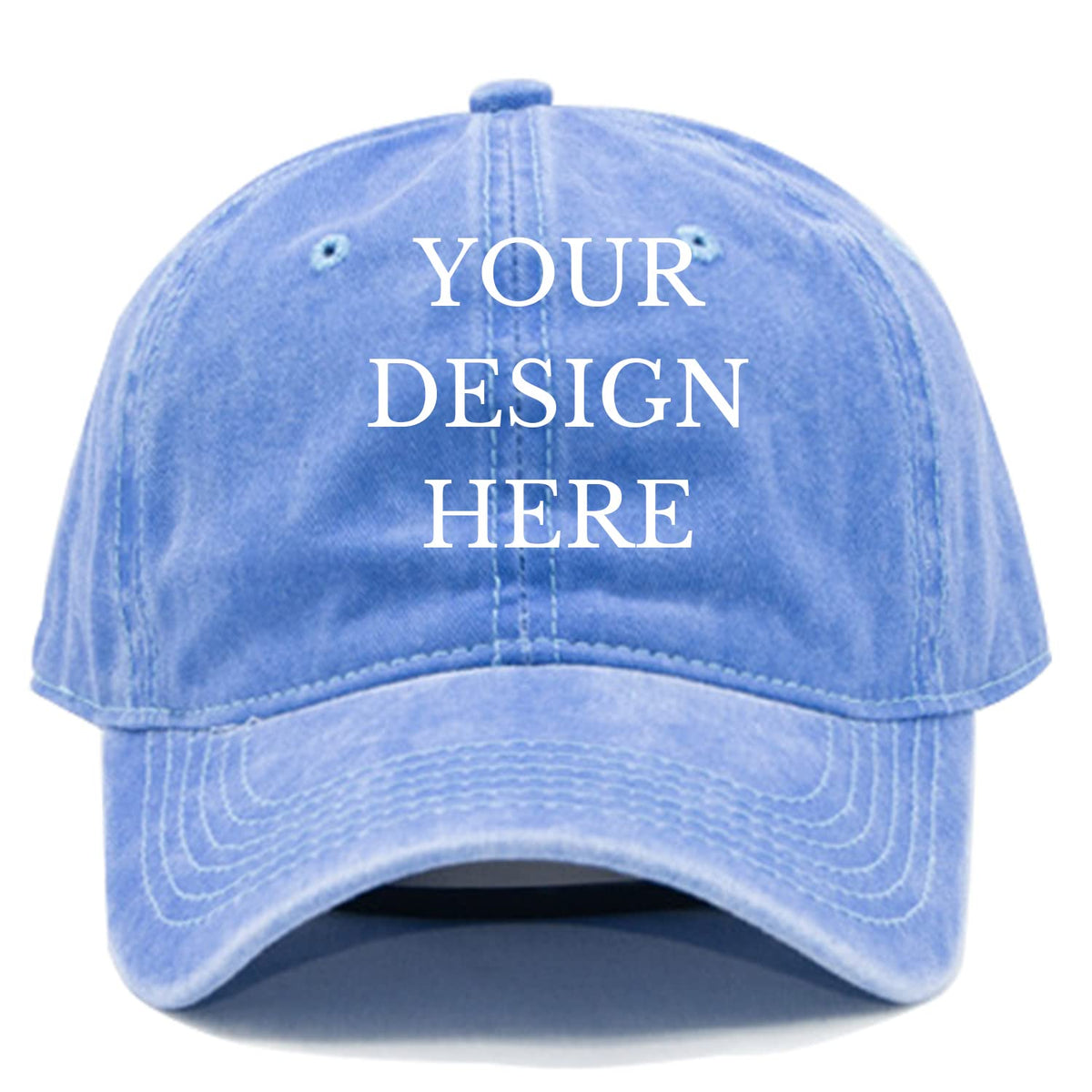 Custom Your Picture Text Logo Vintage Washed Personalized Unisex Adjustable Denim Hat Baseball Cap